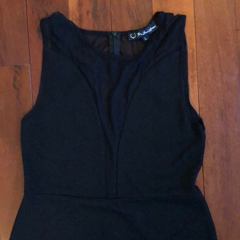 For Love and Lemons- sheer top midi black dress